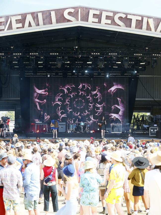 Falls Festival Day 3 at Marion Bay, New Years Eve. Swedish band First Aid Kit performing. PICTURE: MATT THOMPSON