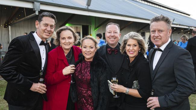 At LifeFlight Toowoomba Gala are (from left) Michael Jones, Michelle Jones, Trudi Rice, Sean Rice, Debbie Sargood and Darren Sargood at The Goods Shed. Picture: Kevin Farmer