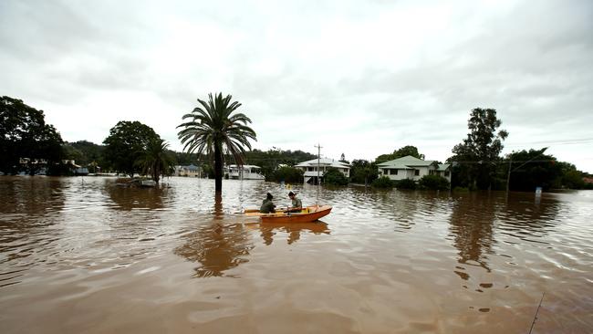 The streets of Lismore, in northern NSW, inundated with floodwater. Picture: Nathan Edwards