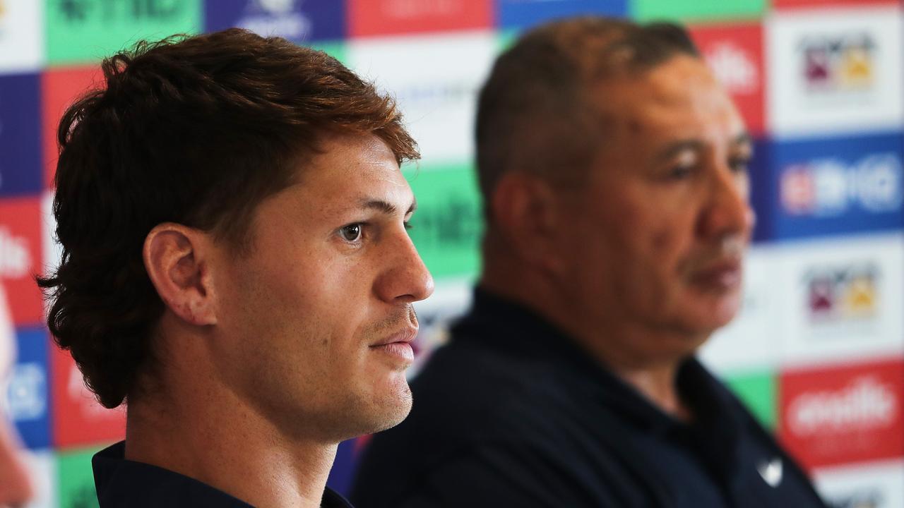 NEWCASTLE, AUSTRALIA - APRIL 20: Kalyn Ponga looks on during a Newcastle Knights NRL media opportunity at the Knights Centre of Excellence on April 20, 2022 in Newcastle, Australia. (Photo by Peter Lorimer/Getty Images)