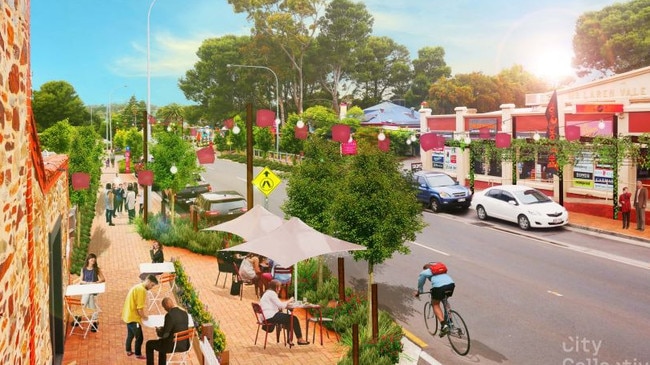 Concept images of a planned upgrade to the McLaren Vale Main Street. Picture: City Collective