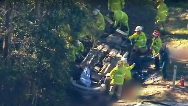 The crash at Stockleigh where two people have died. Photo: 9 News.