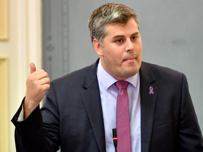 Queensland Minister for Police and Minister for Corrective Services, Mark Ryan is seen speaking during Question Time at Queensland Parliament House in Brisbane, Tuesday, March 26, 2019. (AAP Image/Darren England) NO ARCHIVING