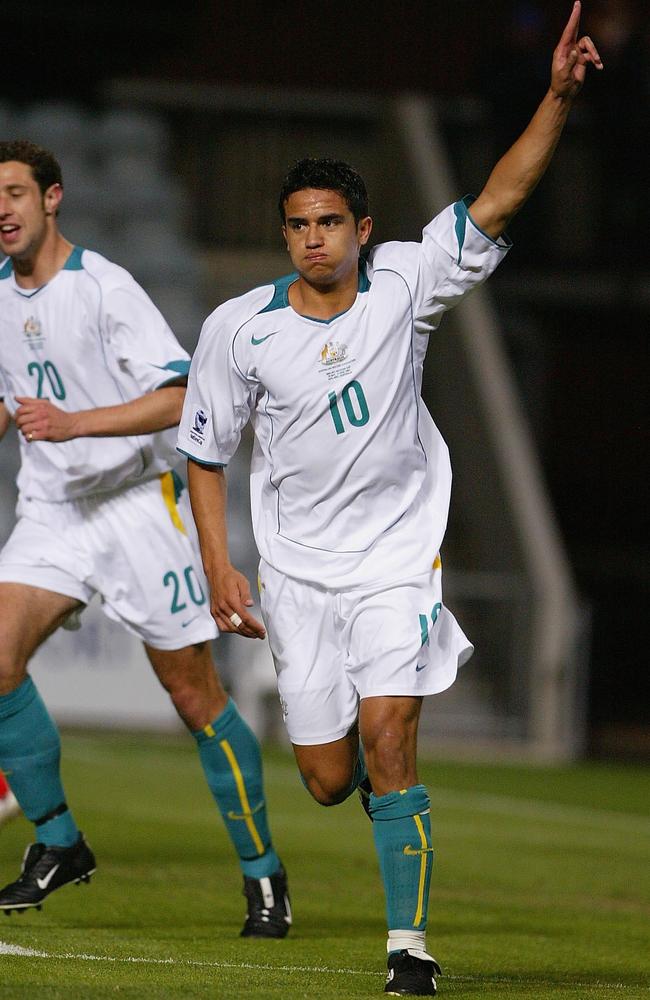 Tim Cahill grabs his first international goal.