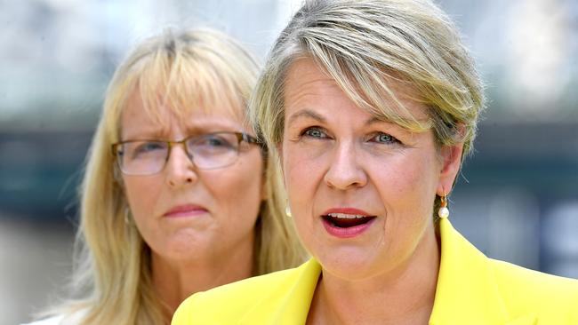 Labor women’s spokeswoman Tanya Plibersek (right) and candidate for Brisbane Madonna Jarrett. Picture: NCA NewsWire / John Gass