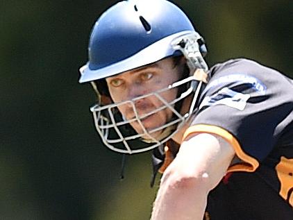 Dean Peter-Budge for Strathmore. VTCA Cricket: Strathmore V Tullamarine. Picture: David Smith