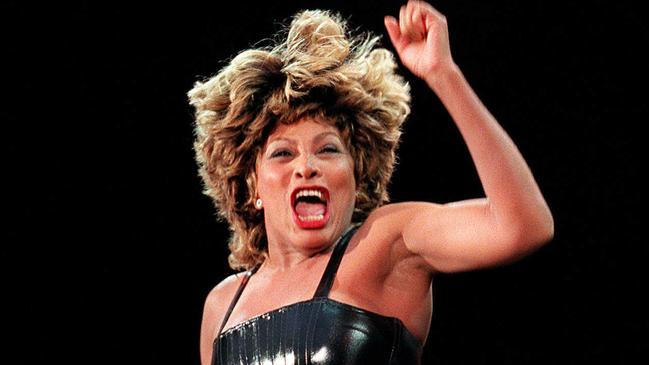 Singer Tina Turner, performing on stage at Stade de France near Paris.