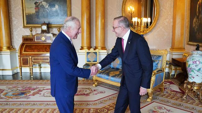 King Charles met with Prime Minister Anthony Albanese at Buckingham Palace earlier today. Picture: Jonathan Brady - WPA Pool/Getty Images