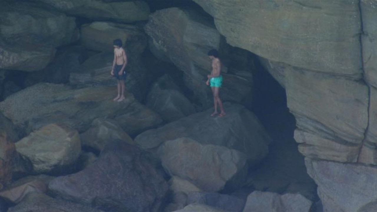 The boys waited for help in a cliff after being washed away by the surf. Picture: 7 NEWS