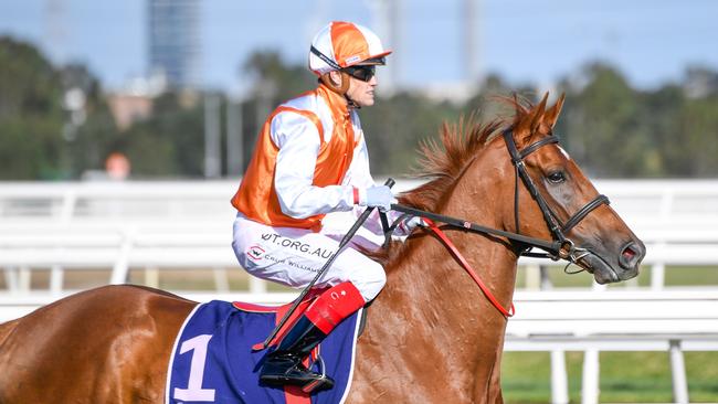 Jockey Craig Williams rides Vow And Declare before unplaced finish in race 4, the William Newton Vc Handicap, during Anzac Day Race Day at Flemington Racecourse in Melbourne, Saturday, April 25, 2020. (AAP Image/Supplied by Reg Ryan, Racing Photos)  NO ARCHIVING, EDITORIAL USE ONLY