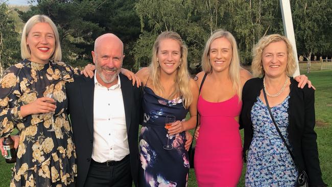 Flanagan with his three daughters, from left, Rosie, Eliza and Jean, and his wife Majda.