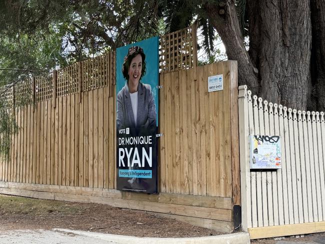 A Monique Ryan billboard at the home of Julian Burnside in Hawthorn. Picture: Supplied