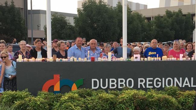 A vigil being held for Cr Shields last Sunday. Picture: The Dubbo News