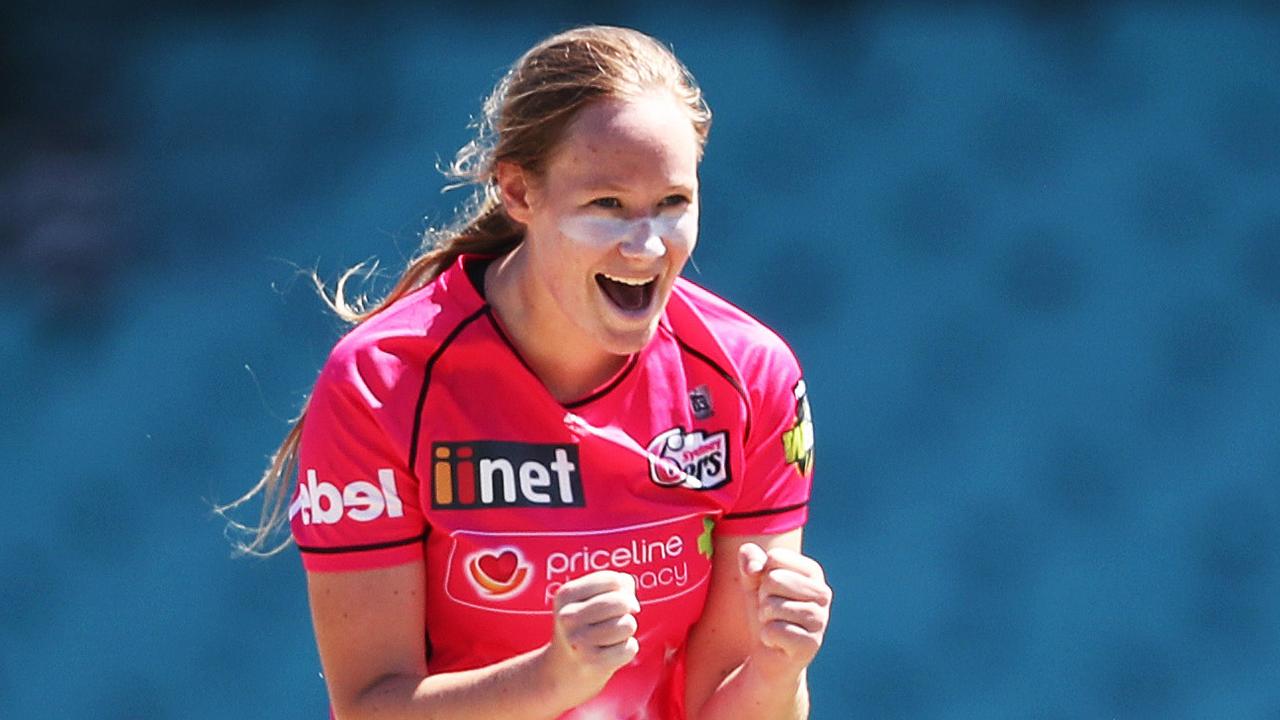 Lauren Cheatle celebrates a wicket. Picture. Phil Hillyard