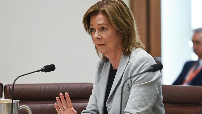 ACTU president Michele O'Neil before the Senate inquiry into the Closing Loopholes Bil. Picture: NCA NewsWire / Martin Ollman