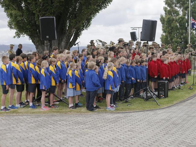 The annual remembrance day ceremony is held at the Cenotaph, Hobart, Tasmania. Picture: MATT THOMPSON.