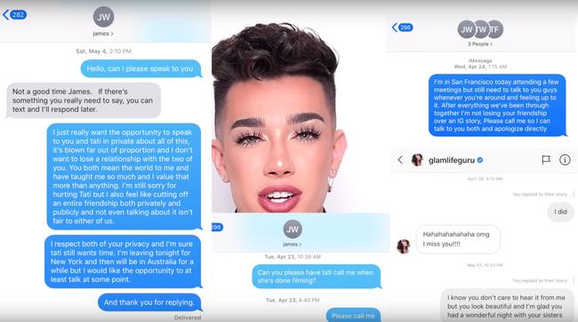 James Charles Youtube Star Shares Private Text Messages To Tati Westbrook Au 