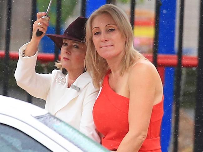 The twin’s mother Fleur Manago at the funeral. Picture: Adam Taylor