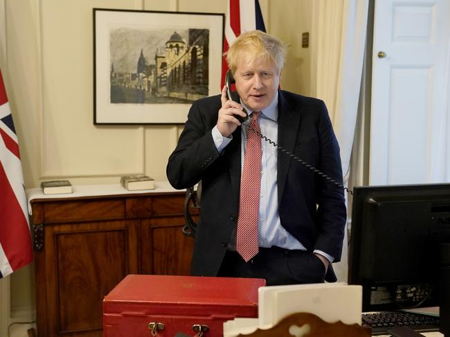 Prime Minister Boris Johnson on the telephone to Queen Elizabeth II for her Weekly Audience during the coronavirus (COVID-19) pandemic. Picture: Andrew Parsons-WPA Pool/Getty Images