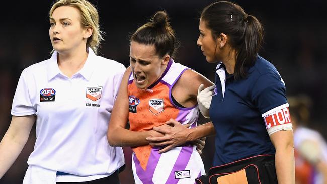 Emma Zielke suffered a punctured lung and broken ribs against Victoria. Picture: Getty Images