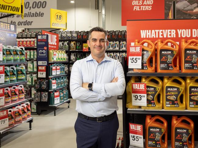 Super Retail Group CEO Anthony Heraghty in Supercheap Auto in Everton Park Brisbane. Picture by Paul Harris. Wednesday 16 February 2024