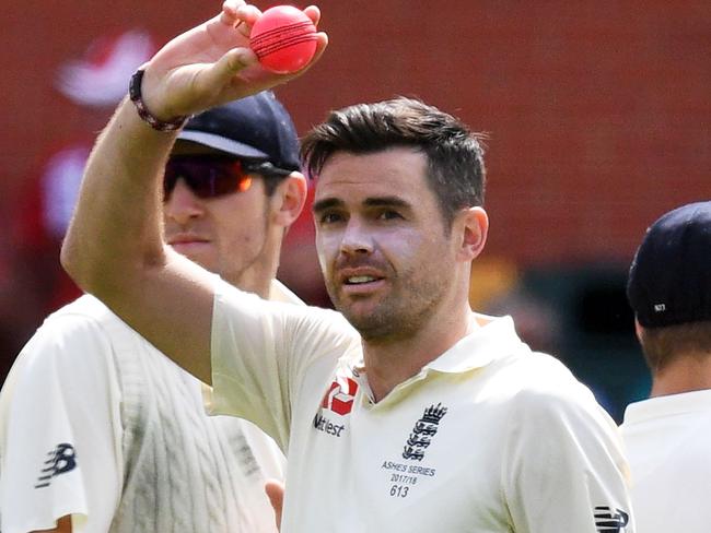 James Anderson salutes the crowd.