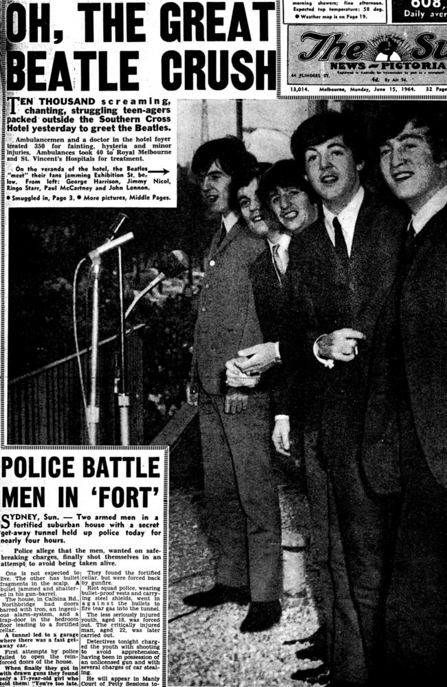 June 15, 1964: The Beatles welcome at the Southern Cross Hotel was front page news in The Sun.