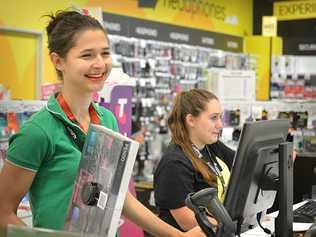 Tasha Studin from Dick Smith Electronics hard at work on a Sunday. Picture: Renee Albrecht