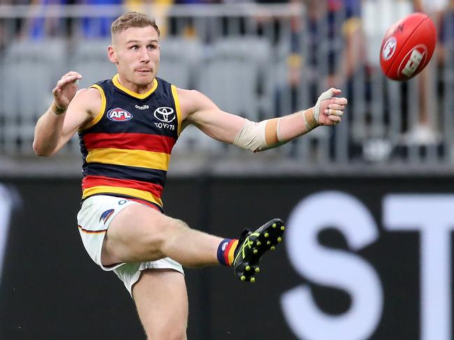 Rory Laird had 36 touches for Adelaide against West Coast on Sunday. Picture: Getty Images