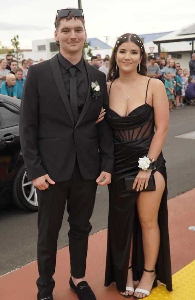 Jemma Vanderkolk and Rylee Edwards arriving at the 2023 Kingaroy State High School formal.