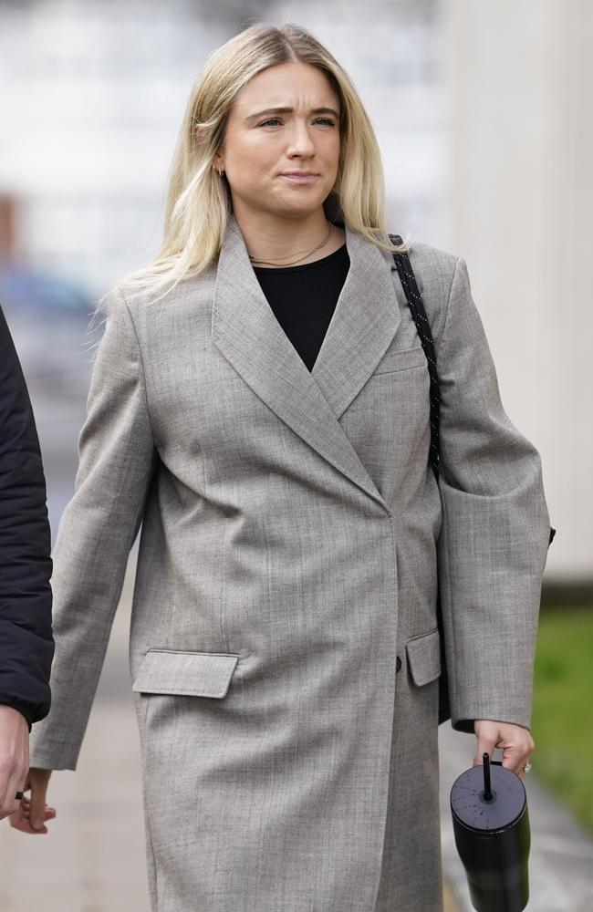 Kristie Mewis, the fiancee of Sam Kerr leaving Kingston-on-Thames Crown Court in London on Wednesday. Picture: Andrew Matthews/PA Images via Getty Images