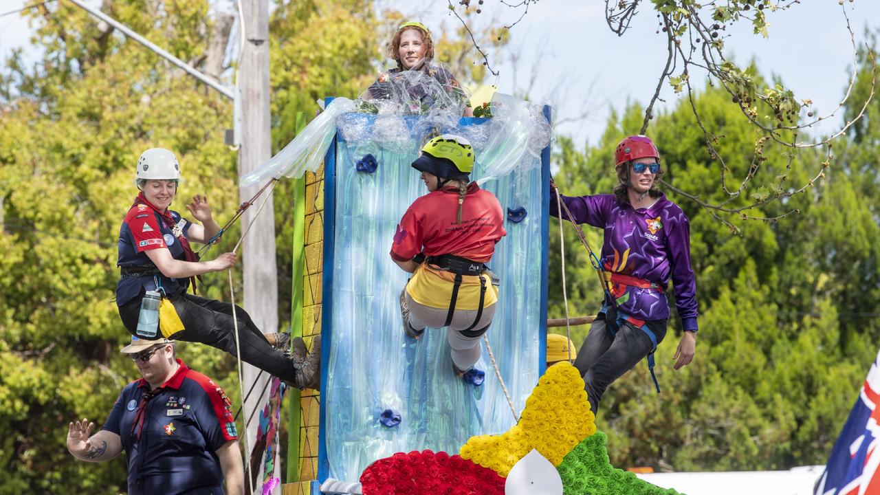 Darling Downs Scouts float in the Grand Central Floral Parade. Saturday, September 17, 2022. Picture: Nev Madsen.