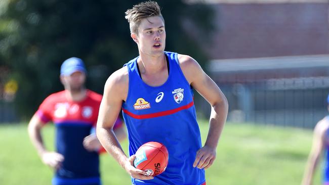 Josh Schache at Western Bulldogs training. Picture: Nicole Garmston