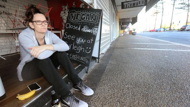 Ms Teaki Page at her Vegan restaurant at Broadbeach, Feed The Earthlings is closing down due to a drop in trade. Picture Mike Batterham