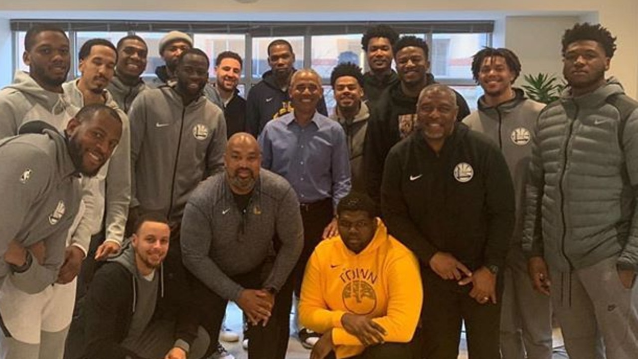 Golden State Warriors with Barack Obama