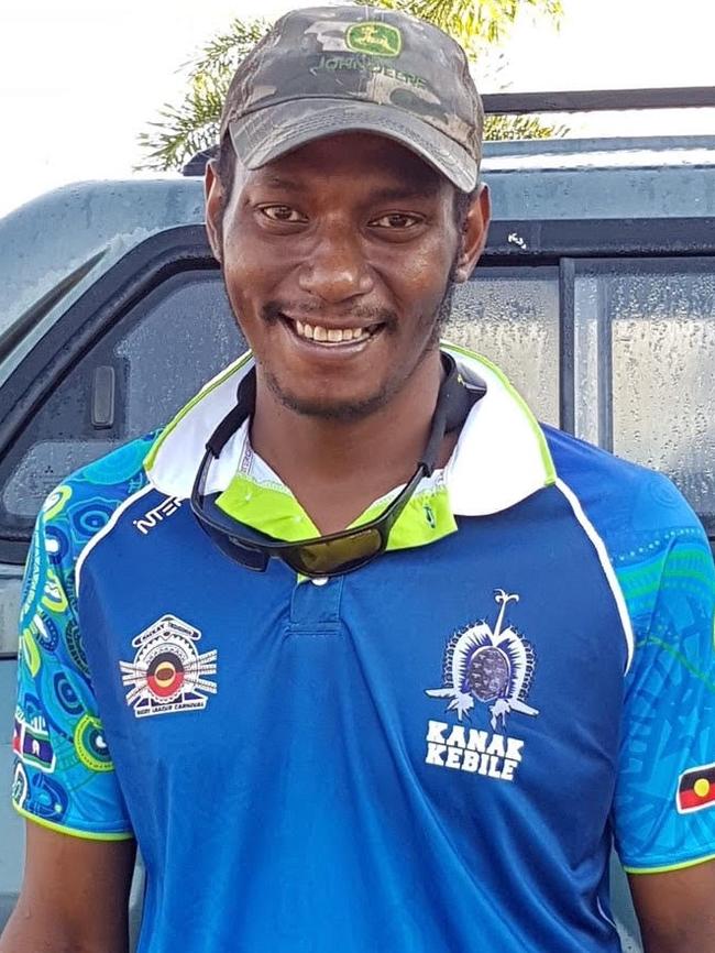 PJ pictured before the last game he would play with his cousins. He cherished representing the Kanak name. The dhari can be seen on his chest. Picture: Supplied.