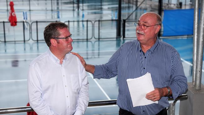 Former regional development minister John McVeigh and Leichhardt MP Warren Entsch announce funding winners under the Regional Jobs and Investment Package in 2018. PICTURE: STEWART MCLEAN