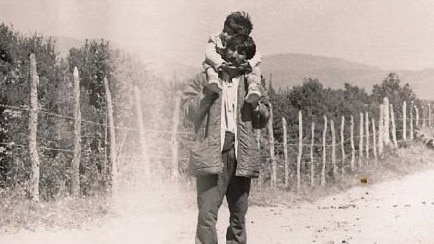 Trinidad Roldan Rojas, with her father Gaston, in Chile, before they came to Tasmania as refugees. Picture: Supplied