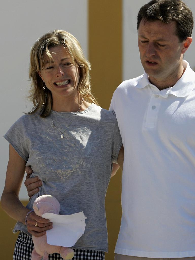 A devastated Kate and Gerry McCann shortly after their child went missing.