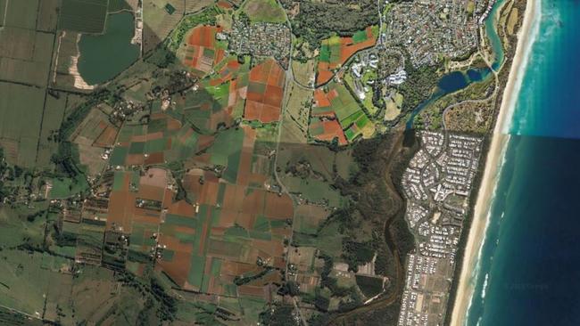 Map of sites proposed for Tweed hospital site at Cudgen.