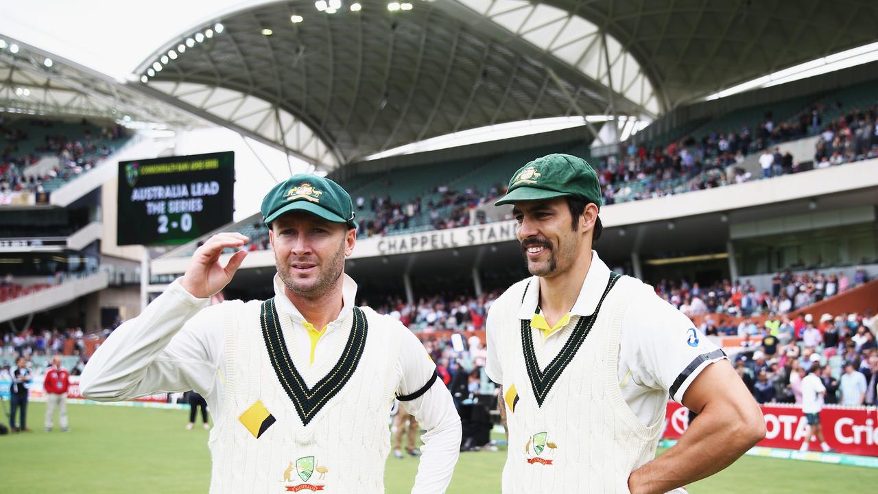 Michael Clarke said there wasn’t beef between Mitchell Johnson and David Warner. (Photo by Ryan Pierse/Getty Images)