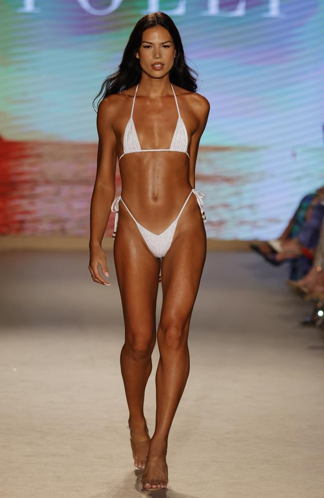 Riley Minford walks the runway for the Oh Polly Summer 2025 show during Paraiso Miami Swim Week. (Photo by Frazer Harrison/Getty Images for Oh Polly)