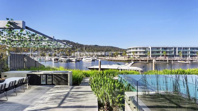 The waterfront home sits in Safety Beach’s Martha Cove marina.