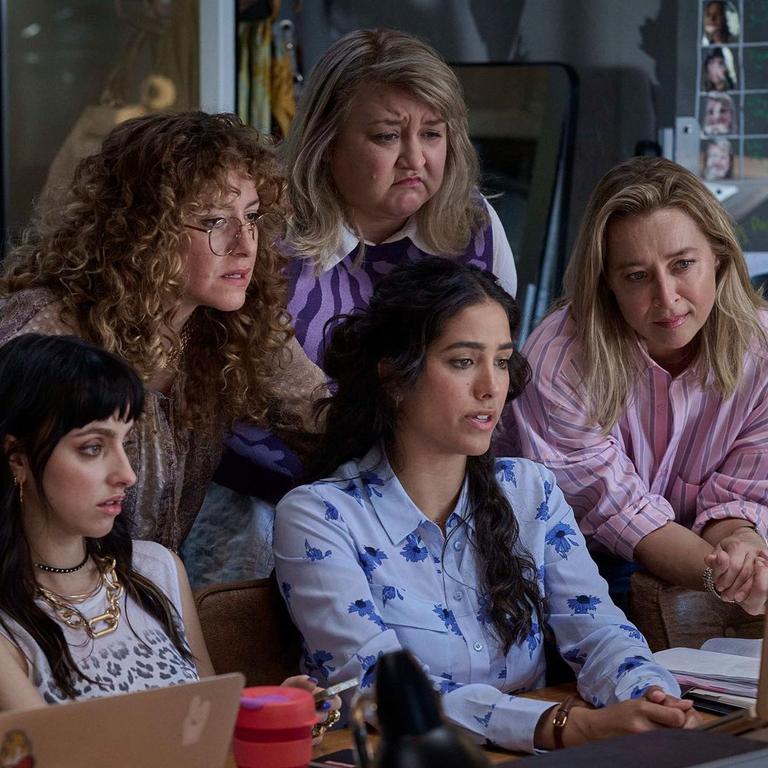 Asher Keddie stars in Strife alongside BeBe Bettencourt, Maria Angelico, Olivia Junkeer and Bryony Skillington. Picture: Binge