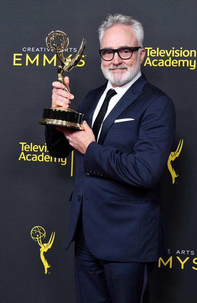 Bradley Whitford poses with the Outstanding Guest Actor in a Drama Series Award for 'The Handmaid's Tale' in the press room during the 2019 Creative Arts Emmy Awards. Picture: Getty