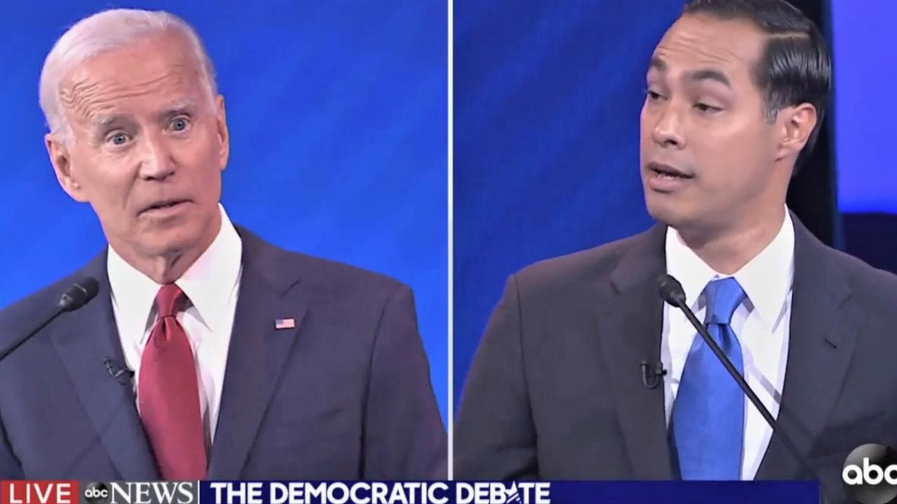 The moment Julian Castro went on the attack against Joe Biden. Picture: ABC News