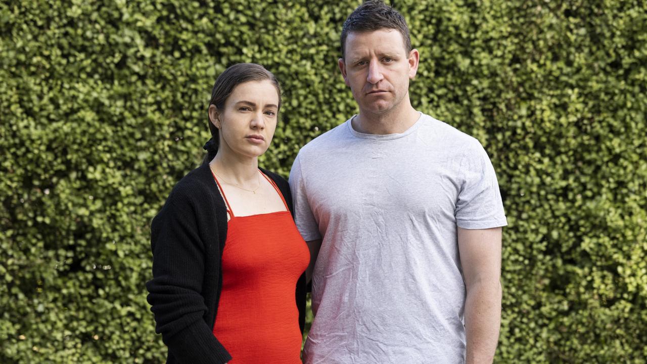 Jasmine Bourchier and Daniel Josifovski were already agonising over how they were going to cope financially with the arrival of triplets next year when they lost $50,000 in the “spoofing” scam Picture: Martin Ollman