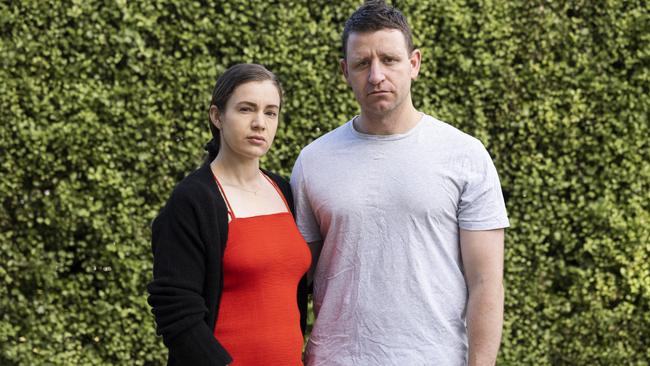 Jasmine Bourchier and Daniel Josifovski were already agonising over how they were going to cope financially with the arrival of triplets next year when they lost $50,000 in the “spoofing” scam Picture: Martin Ollman