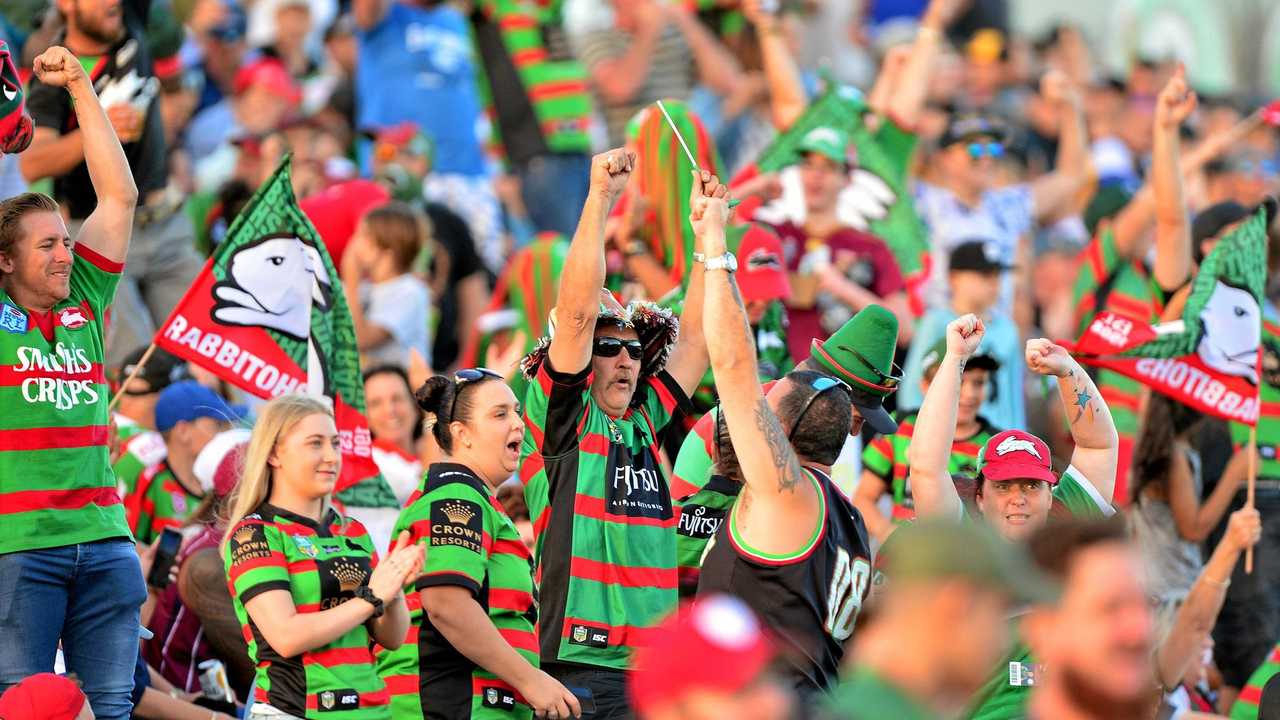 NRL action at Sunshine Coast Stadium between New Zealand Warriors and the South Sydney Rabbitohs. A record crowd of 11,912. Picture: John McCutcheon