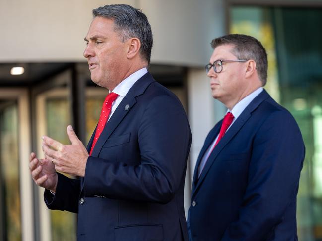 CANBERRA, AUSTRALIA - NewsWire Photos APRIL 26, 2023: The Deputy Prime Minister, Richard Marles and Minister for Defence Industry, Pat Conroy spoke to the media in Canberra following a defence industry roundtable.Picture: NCA NewsWire / Gary Ramage